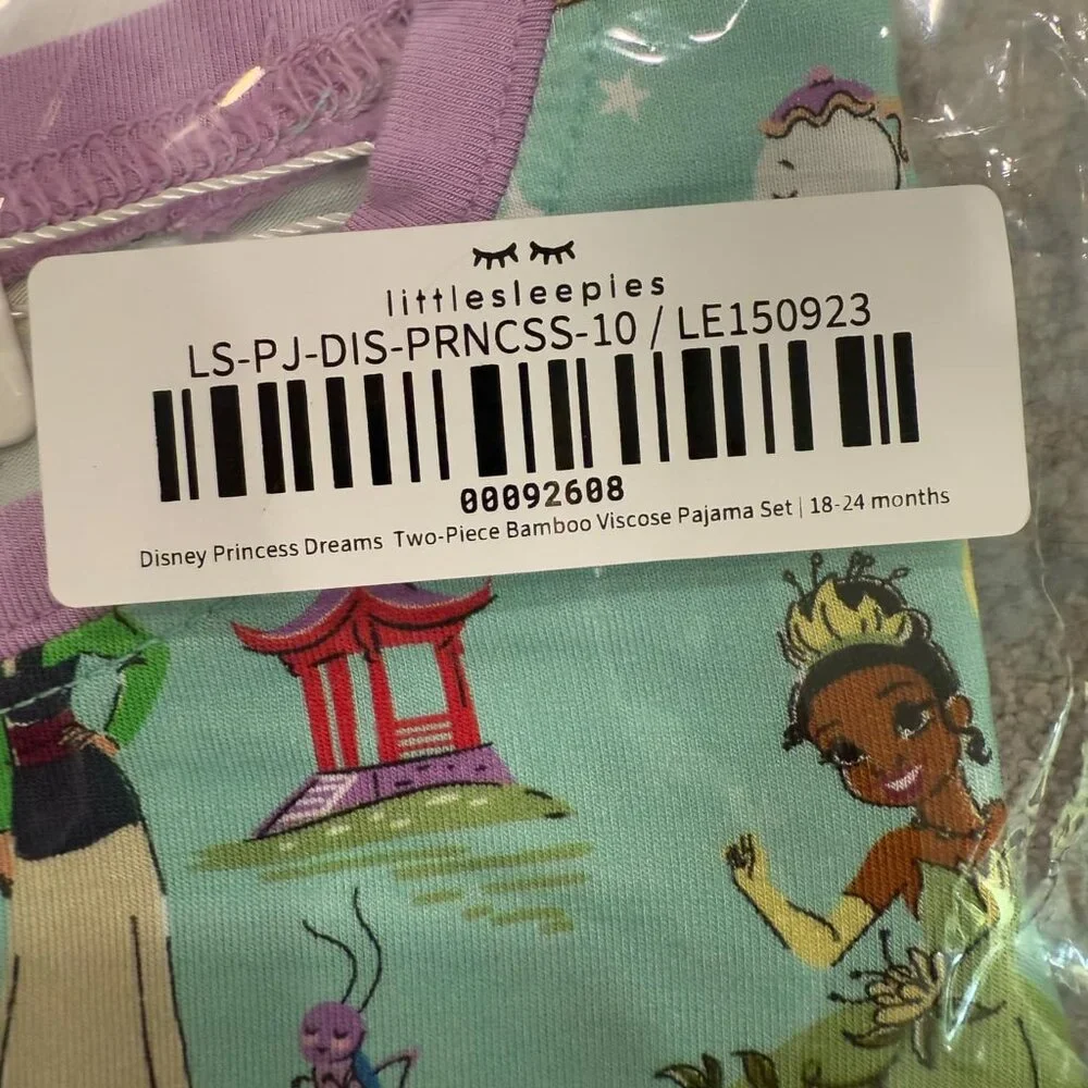 NEW NWT Little Sleepies Disney Princess Dreams Two Piece PJs 18-24 months 18m 24 - Picture 3 of 5